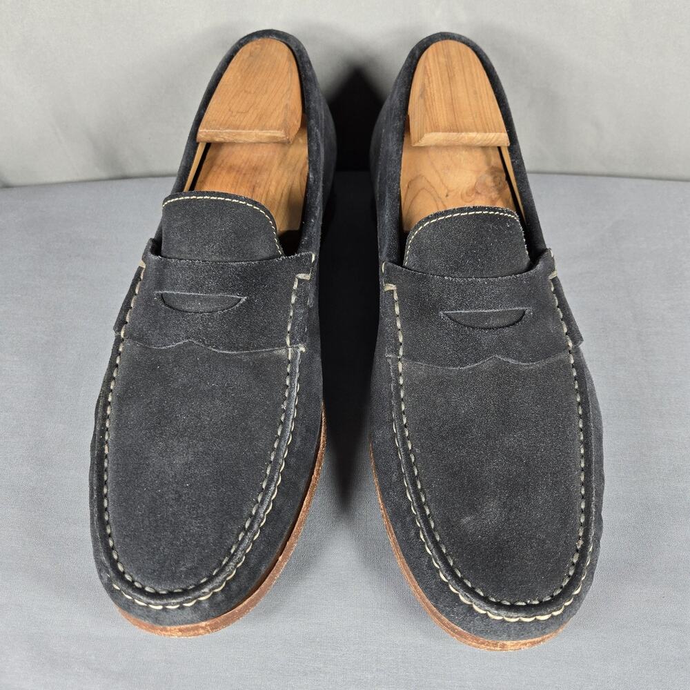 Johnston & Murphy Penny Loafers Mens 9.5 M Black Suede Sheepskin Leather Sole - Picture 6 of 10